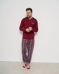 Чоловічий комплект зі штанами в клітинку - бордо - Батал