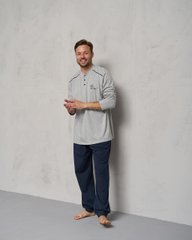 Чоловічий комплект ґудзики на кофті - штани без манжету - батал, Сірий, 2xl