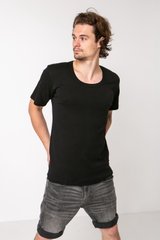 Чоловіча футболка з відкритим горлом - Чорний, Чорний, XS