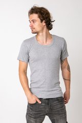 Чоловіча футболка з відкритим горлом - Меланж, Світло-сірий, XS