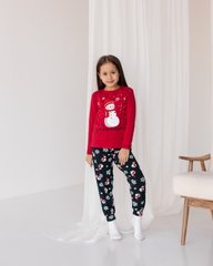 Піжама зі штанами на дівчинку - snowman, Червоний, 3-4