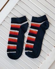 Чоловічі короткі шкарпетки - чорні зі смужками, Оранжевий, 41-45