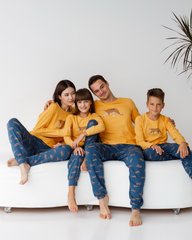 Пижама на девочку со штанами - леопард - Family look для семьи, Жёлтый, 8-9