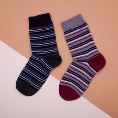 Шкарпетки підліткові для хлопчика - тонкі смужки, Бордовий, 30-35
