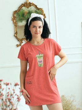 Женская туника свободного кроя Matcha 83680-2 Терракотовый размер L