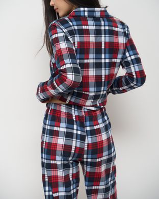 Пижама женская с брюками на пуговицах - синяя клетка Фото товара - Интернет-магазин Zaragoza