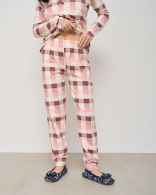 Жіноча піжама на ґудзиках зі штанами - рожева крупна клітинка Фото товару - Інтернет-магазин Zaragoza