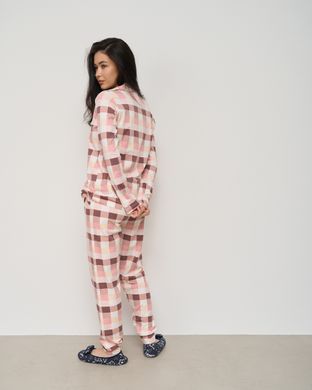 Жіноча піжама на ґудзиках зі штанами - рожева крупна клітинка Фото товару - Інтернет-магазин Zaragoza