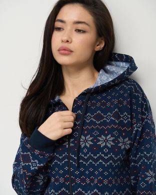 Теплый спортивный костюм на молнии с капюшоном Орнамент - Байка - Family look для пары Фото товара - Интернет-магазин Zaragoza