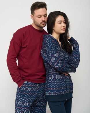 Теплый спортивный костюм на молнии с капюшоном Орнамент - Байка - Family look для пары Фото товара - Интернет-магазин Zaragoza
