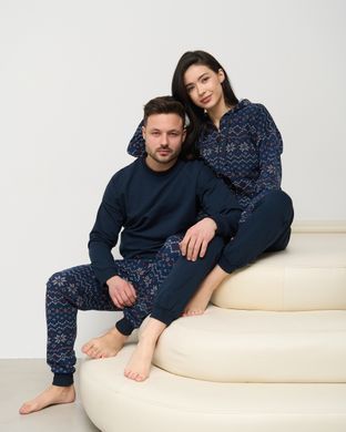 Теплый спортивный костюм на молнии с капюшоном Орнамент - Байка - Family look для пары Фото товара - Интернет-магазин Zaragoza