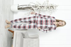 Піжама жіноча на ґудзиках зі штанами - біла клітинка Фото товару - Інтернет-магазин Zaragoza