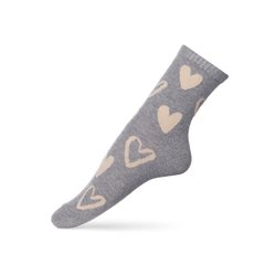 Женские тонкие хлопковые носки - Серые в сердечки