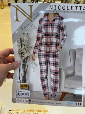 Пижама женская на пуговицах с брюками - белая клетка Фото товара - Интернет-магазин Zaragoza