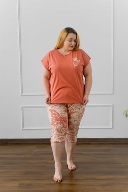 Жіночий батальний комплект з капрі - орнамент Теракотовий 2XL