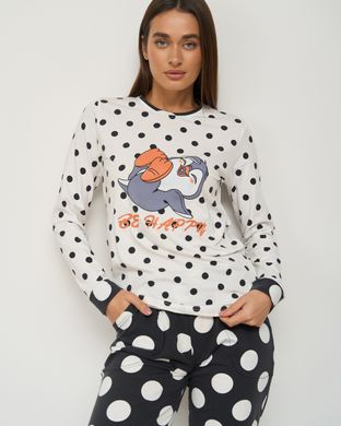 Жіночий комплект зі штанами - Пінгвін - в горошок - Family look мама/донька Фото товару - Інтернет-магазин Zaragoza