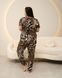 Вискозный комплект со штанами и футболкой - Леопард- Plus Size Коричневый 4XL Фото товара 7 из 10