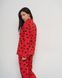 Женская пижама на пуговицах со штанами - красная в сердечки Фото товара 4 из 8