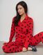 Жіноча піжама на ґудзиках зі штанами - червона в серця Фото товару 5 з 8