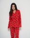 Жіноча піжама на ґудзиках зі штанами - червона в серця Фото товару 1 з 8