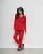 Жіноча піжама на ґудзиках зі штанами - червона в серця Фото товару 3 з 8