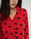 Женская пижама на пуговицах со штанами - красная в сердечки Фото товара 8 из 8