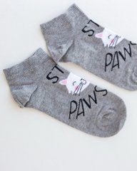 Короткие носки на девочку - серые, котик Pawsity, Сірий, 30-35