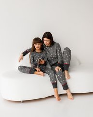Жіноча піжама сіра з дрібним принтом - Family look мама/донька Фото товару - Інтернет-магазин Zaragoza