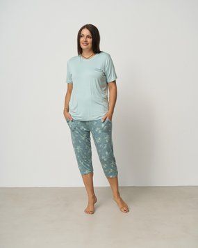 Батальный комплект капри и футболка - Sweet - вискоза, Бірюзовий, 3xl