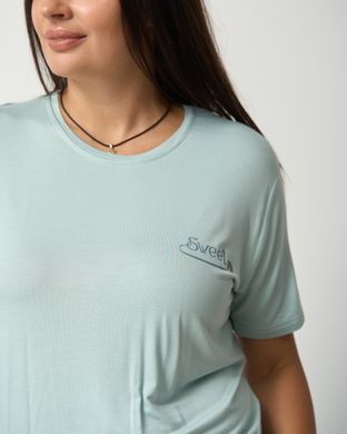 Батальний комплект капрі та футболка - Sweet - віскоза, Бірюзовий, 3xl