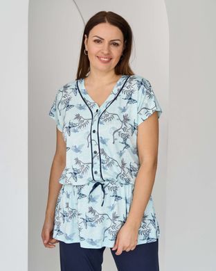 Пижама женская - футболка с поясом+штаны - Вискоза, Бірюзовий, xl
