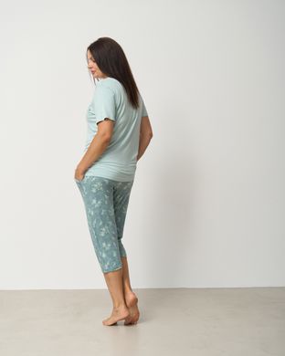Батальний комплект капрі та футболка - Sweet - віскоза, Бірюзовий, 3xl