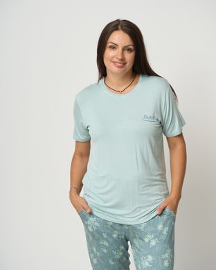 Батальний комплект капрі та футболка - Sweet - віскоза, Бірюзовий, 3xl