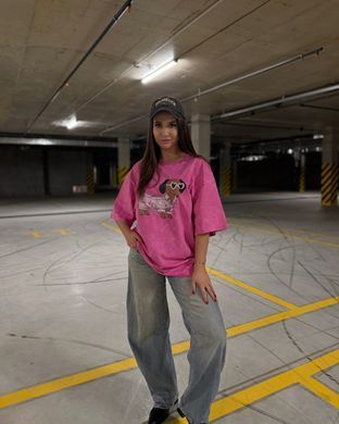 Футболка oversize Собачка в пижаме 26019-2 Розовый в универсальном размере