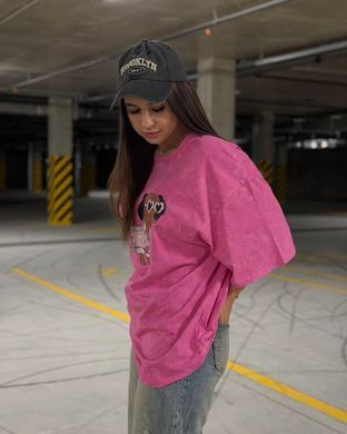 Футболка oversize Собачка в пижаме 26019-2 Розовый в универсальном размере
