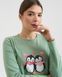Женский комплект со штанами Пингвины - Family look мама/дочка Зеленый S Фото товара 3 из 13