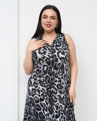 Женская туника-халат на пуговицах Plus Size - Леопард Серый 2xl