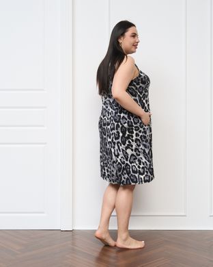 Женская туника-халат на пуговицах Plus Size - Леопард Серый 2xl