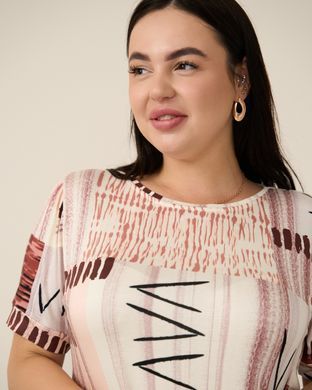 Туніка віскозна з кишенями Plus Size - абстракція Кремовий 2xl