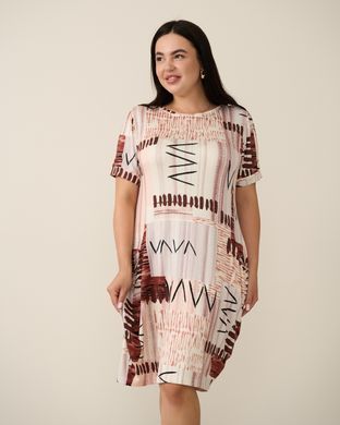 Туніка віскозна з кишенями Plus Size - абстракція Кремовий 2xl