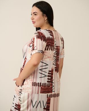 Туніка віскозна з кишенями Plus Size - абстракція Кремовий 2xl