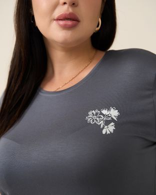 Жіночий комплект з капрі і футболкою - Plus Size - віскоза Темно-сірий 2xl