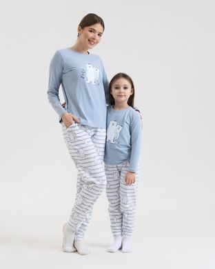 Піжама на дівчинку - Полярні ведмеді - Family look мама/донька Блакитний 5-6
