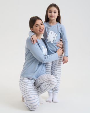 Піжама на дівчинку - Полярні ведмеді - Family look мама/донька Блакитний 5-6