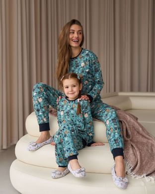 Жіноча піжама зі штанами - Тваринки - Family look мама/донька Фото товару - Інтернет-магазин Zaragoza