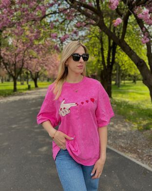 Футболка oversize з принтом 26009 Рожевий в універсальному розмірі