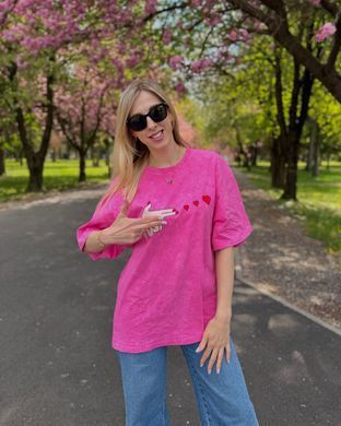 Футболка oversize з принтом 26009 Рожевий в універсальному розмірі