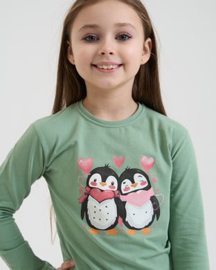 Пижама на девочку-подростка Пингвины - Family look мама/дочка Зеленый 8-9 Фото товара - Интернет-магазин Zaragoza
