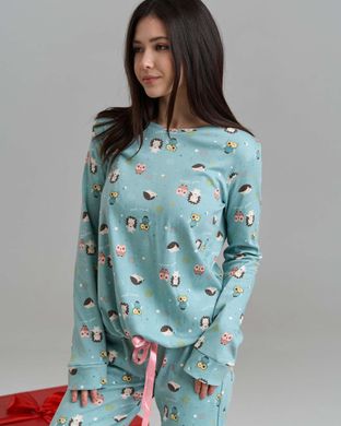 Жіноча бавовняна піжама з принтом сови - інтерлок - Family look Мама/донька Фото товару - Інтернет-магазин Zaragoza