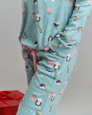 Жіноча бавовняна піжама з принтом сови - інтерлок - Family look Мама/донька Фото товару - Інтернет-магазин Zaragoza
